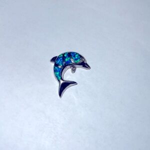 Stunning Mexican Opal and Silver Dolphin Pendant